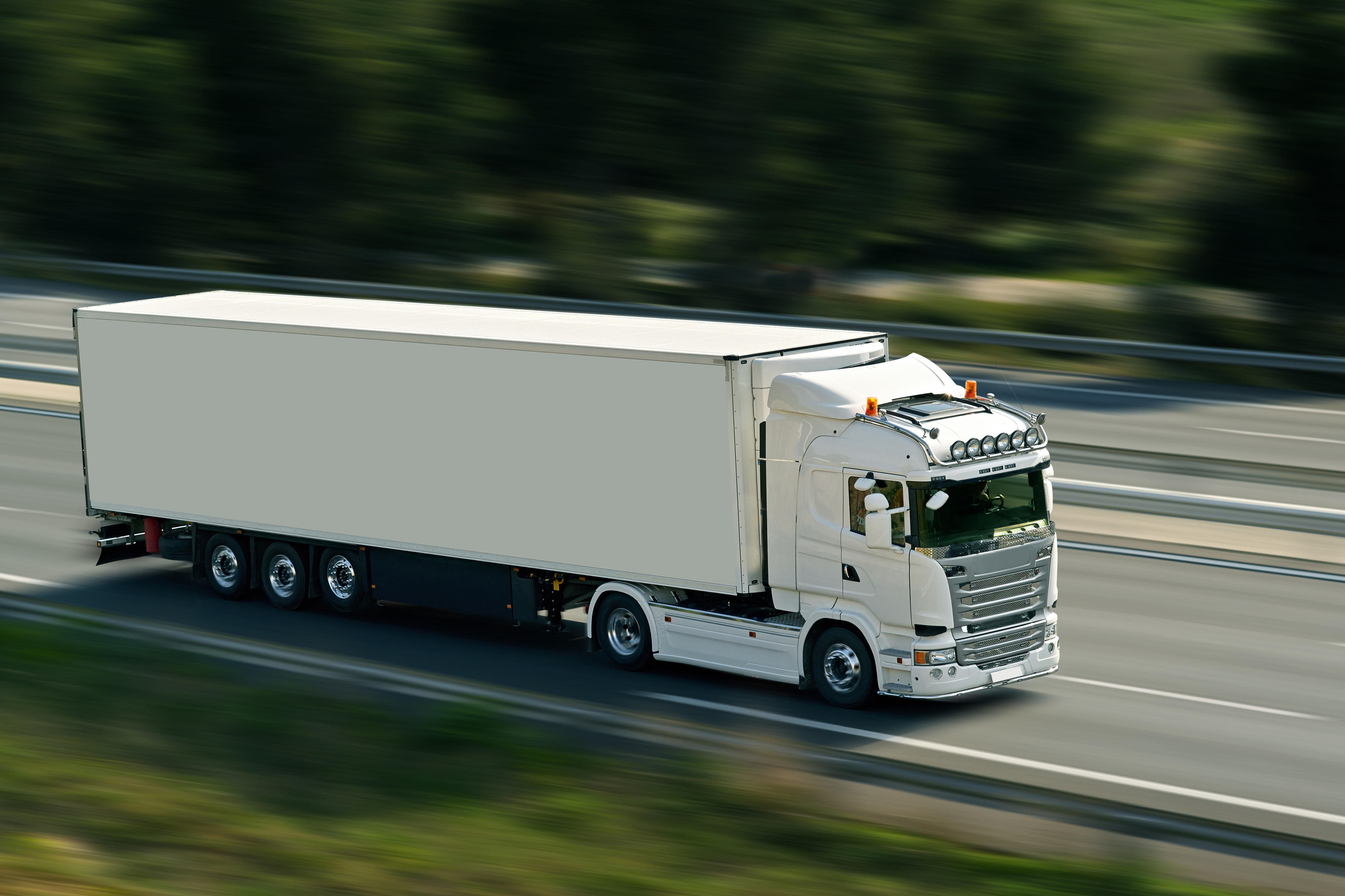 White truck on the road
