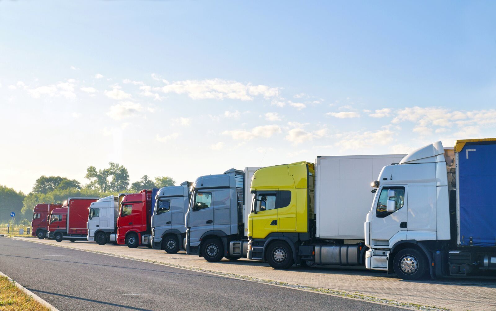Trucks in a row